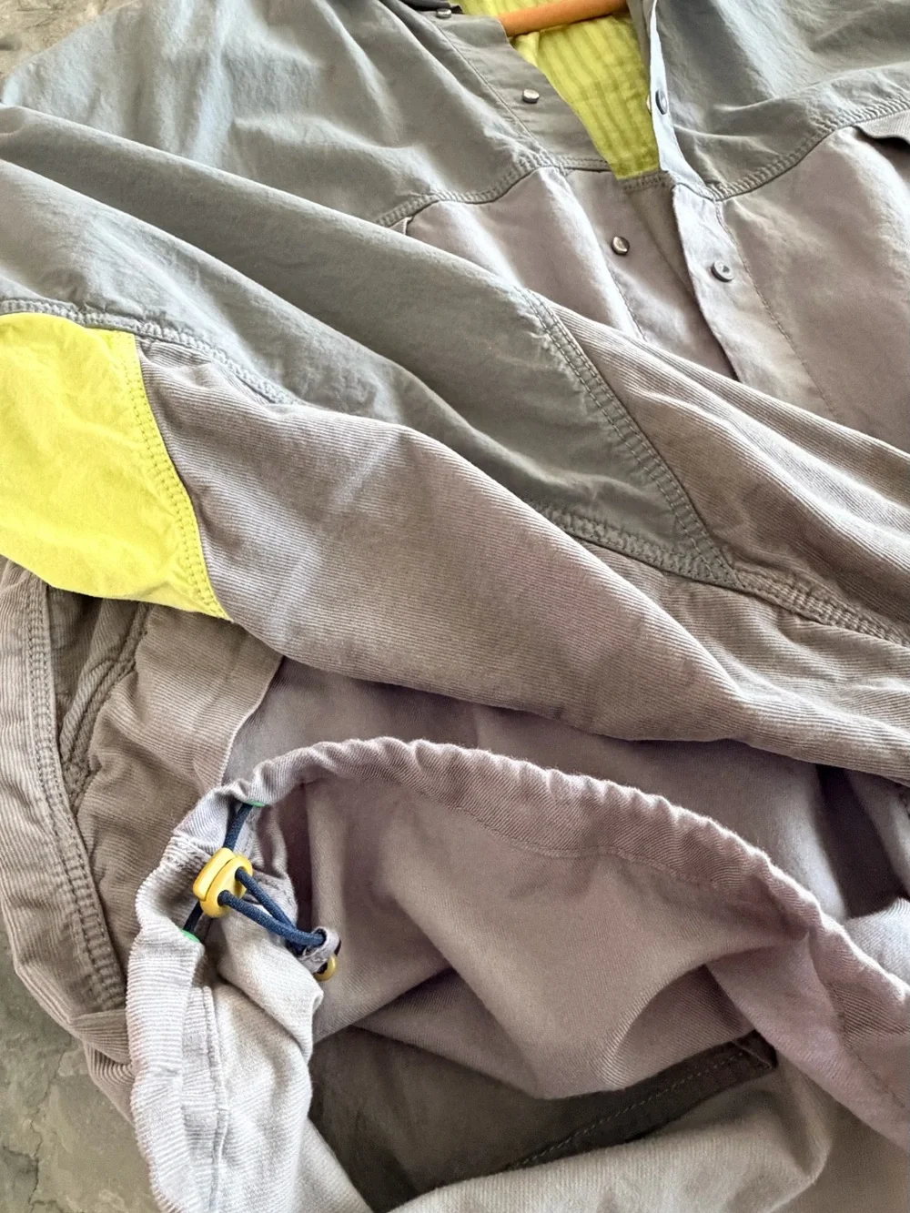 Kids Lightweight Gray and Yellow Colorblock Puffer Jacket